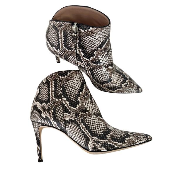 Giuseppe Zanotti Tysha Snake Embossed Leather Ankle Boots 37.5 (US7.5)